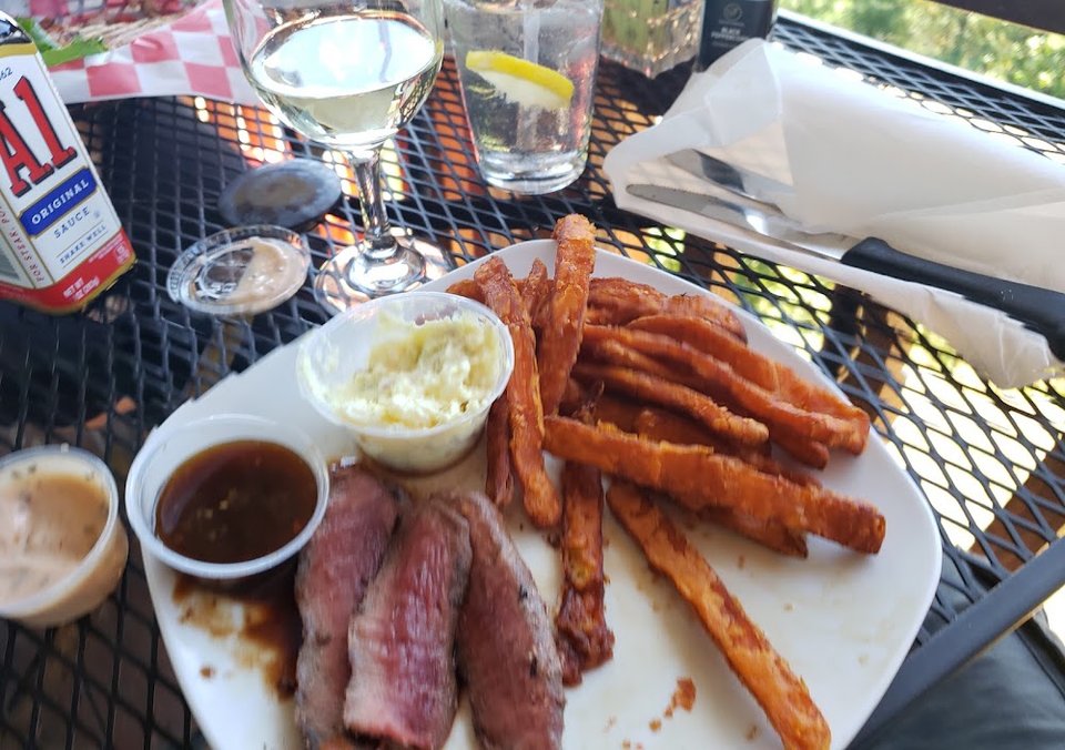 Pasta entrée on a casual American restaurant menu.