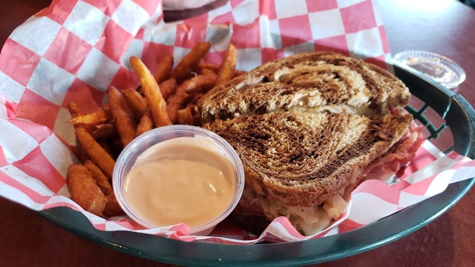 Rueben Sandwich and Sweet Potato Fries