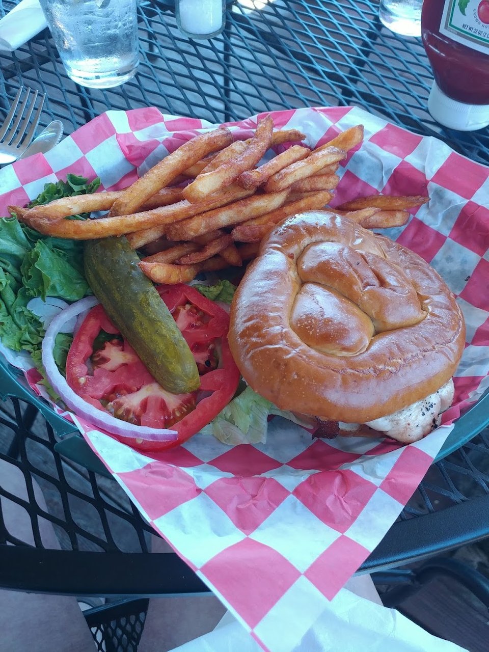 Grilled Chicken on Pretzel Bread